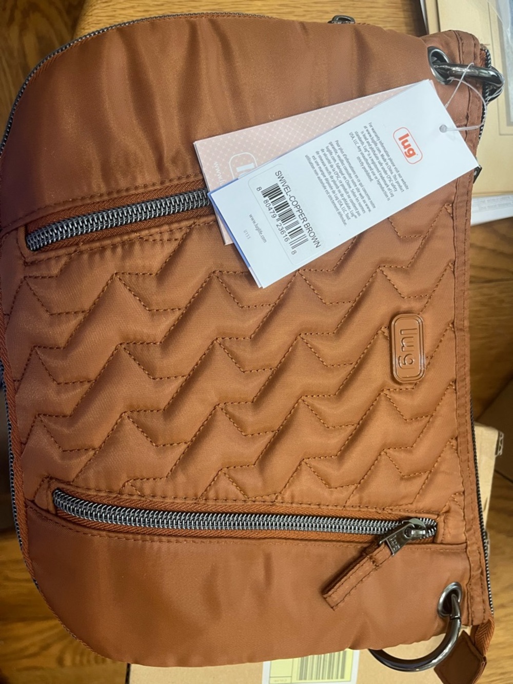 Lug Quilted Copper Brown Expandable Crossbody and Pouch